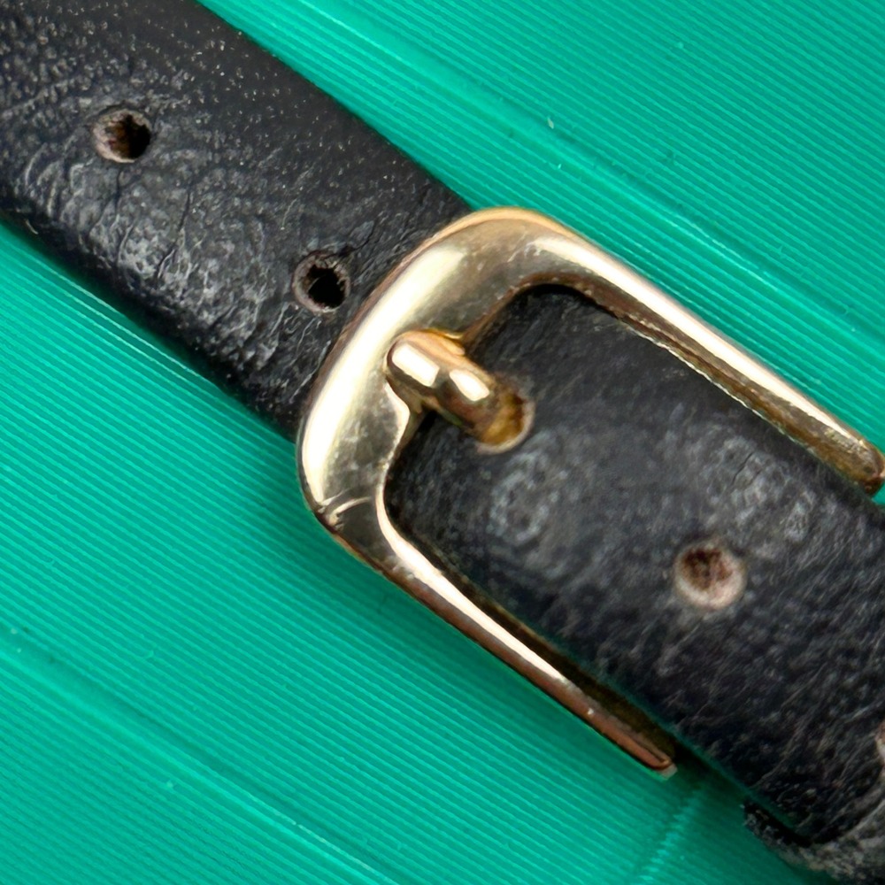 Timex Gold Tone Rectangular Face Black Leather Ba… - image 3